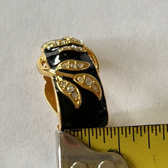 Joan Rivers Crystal Black Enamel with Gold Color Accent Earrings - Picture 3 of 5